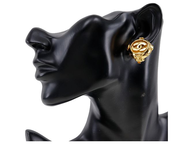 Orecchini a cerchio Chanel CC placcati oro D'oro - vista 6