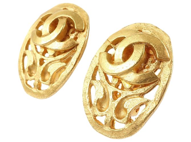 Orecchini a clip ovali Chanel CC placcati oro D'oro - vista 2