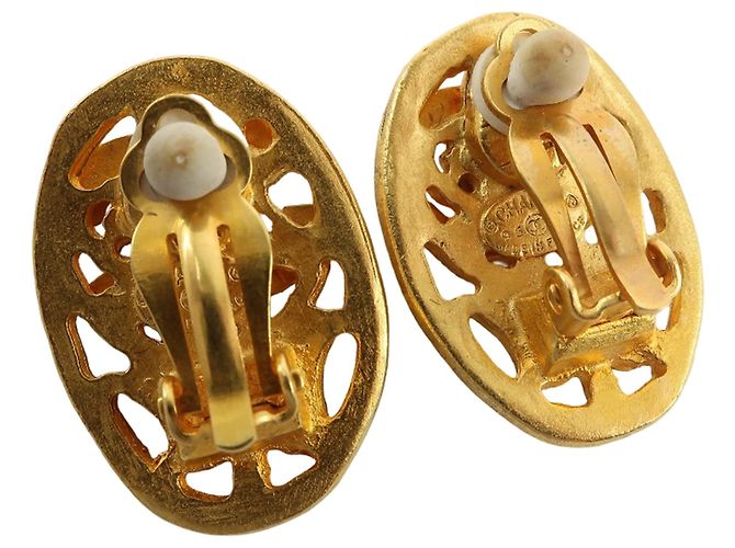 Orecchini a clip ovali Chanel CC placcati oro D'oro - vista 3