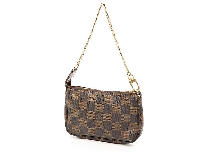 Borsa Louis Vuitton Damier Ebene Mini Pochette Accessoires marrone - vista 2