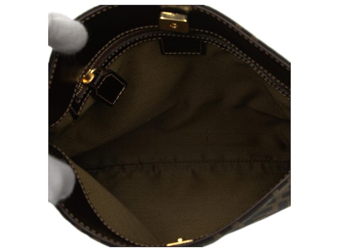 Borsa a tracolla in tela Zucca marrone Fendi - vista 4