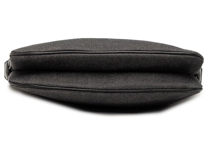 Borsa a tracolla Gucci in denim nero con banda Web - vista 3