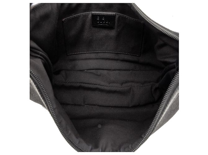 Borsa a tracolla Gucci in denim nero con banda Web - vista 4