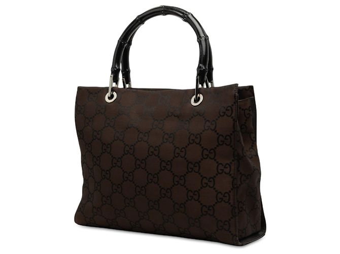 Bamboo Borsa a tracolla Gucci GG Nylon e Bambù marrone - vista 2