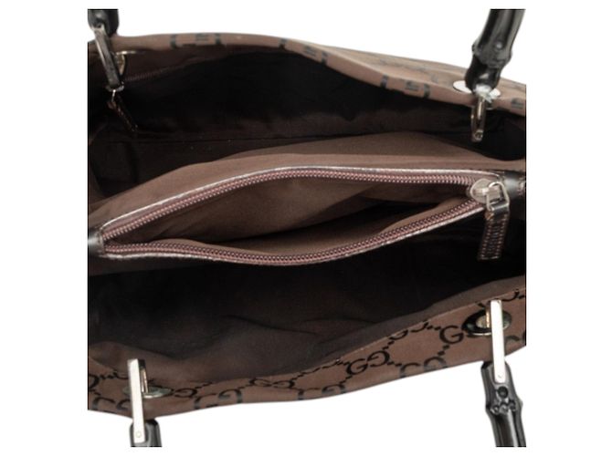 Bamboo Borsa a tracolla Gucci GG Nylon e Bambù marrone - vista 4