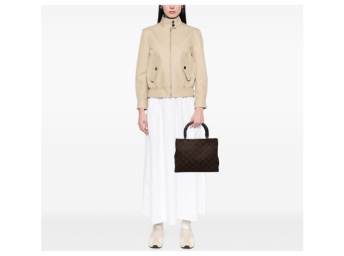 Bamboo Borsa a tracolla Gucci GG Nylon e Bambù marrone - vista 6