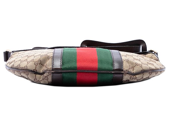 Borsa a tracolla mezza luna Gucci Medium GG Canvas Web beige - vista 3
