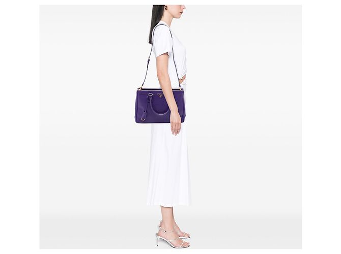 Borsa Prada Medium Saffiano Lux Galleria Double Zip Viola Porpora - vista 6