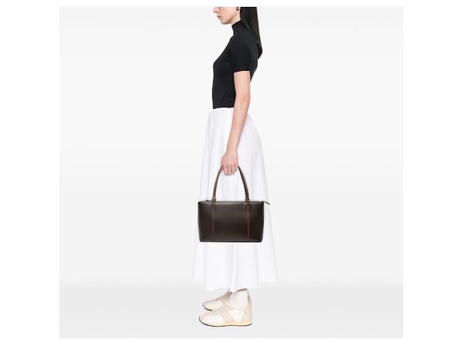 Tote in pelle marrone Burberry - vista 6