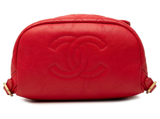 Zaino Chanel Quilted Caviar CC Filigree Rosso - vista 3