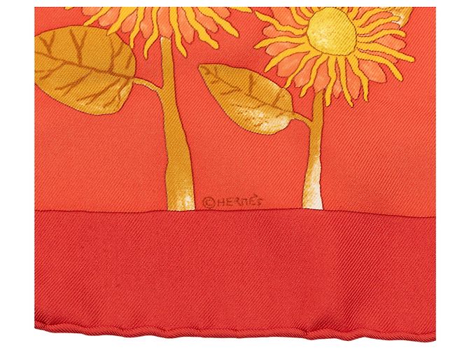 Foulard di seta Orange Hermès Tourne Sols Arancione - vista 3