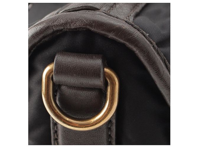 Borsa Satchel Prada Tessuto Canapa Logo nera Nero - vista 10