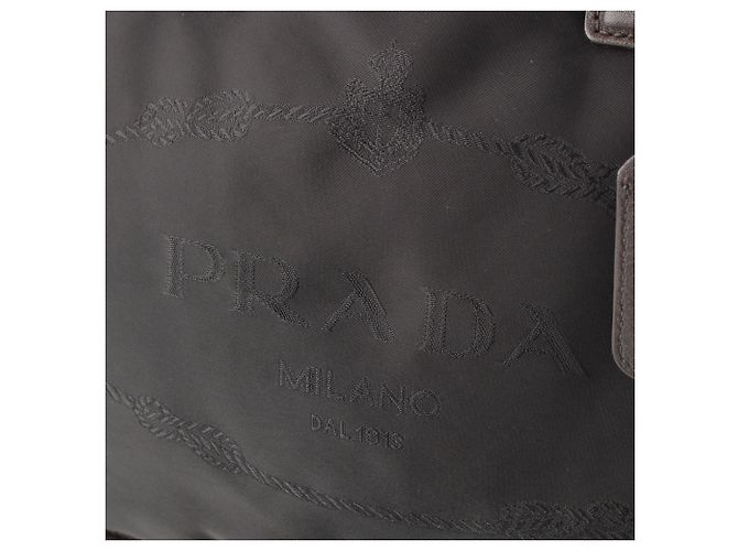 Borsa Satchel Prada Tessuto Canapa Logo nera Nero - vista 11