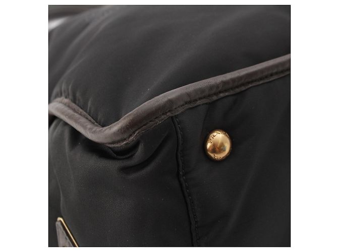 Borsa Satchel Prada Tessuto Canapa Logo nera Nero - vista 12
