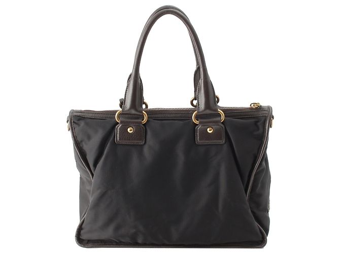Borsa Satchel Prada Tessuto Canapa Logo nera Nero - vista 3