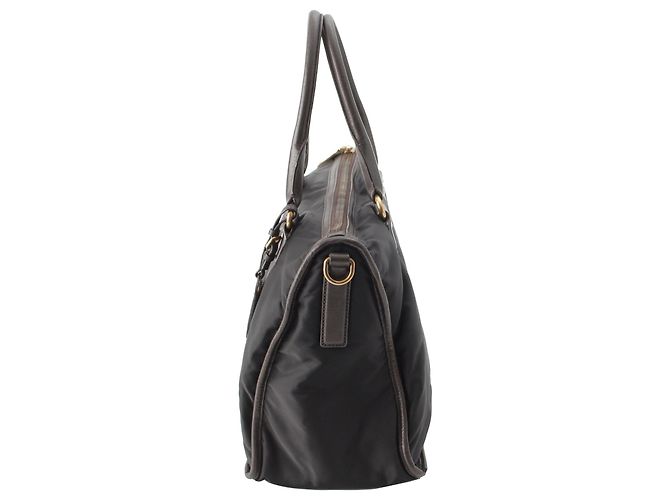 Borsa Satchel Prada Tessuto Canapa Logo nera Nero - vista 4