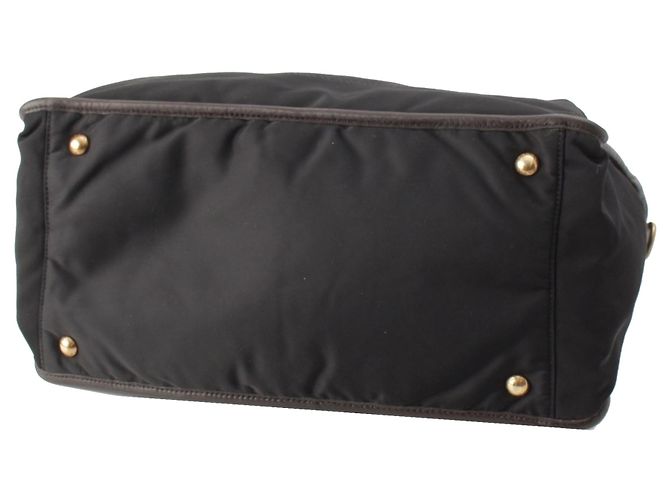 Borsa Satchel Prada Tessuto Canapa Logo nera Nero - vista 5