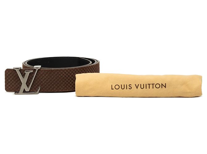 Cinturón reversible Louis Vuitton Mini Damier Suede Initiales marrón Castaño - vista 10