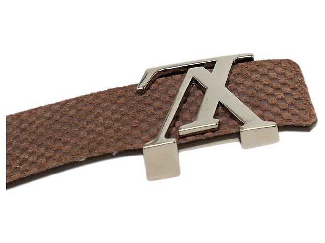 Cinturón reversible Louis Vuitton Mini Damier Suede Initiales marrón Castaño - vista 4
