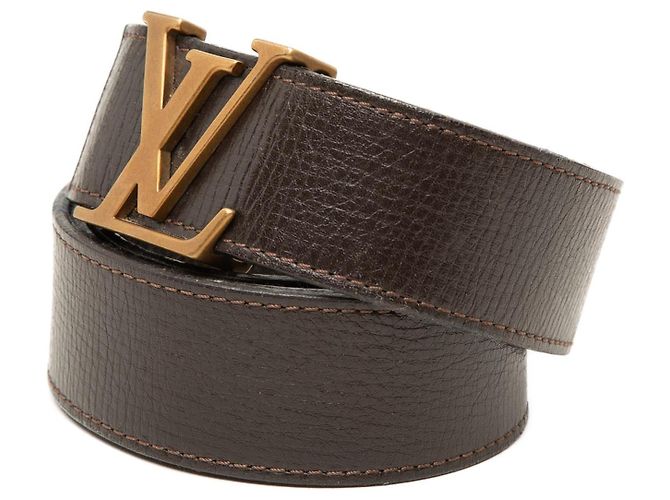 Cinturón reversible Louis Vuitton Initiales en piel de becerro marrón Castaño - vista 2