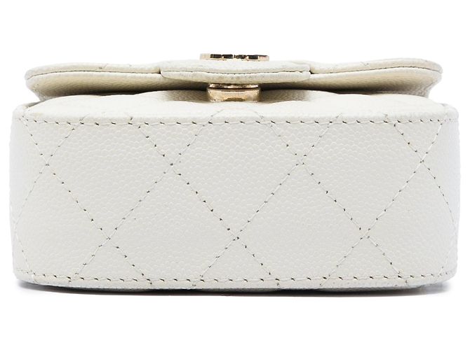 Clutch Chanel Mini Caviar Trapuntata Bianca con Tracolla a Catena Bianco - vista 3