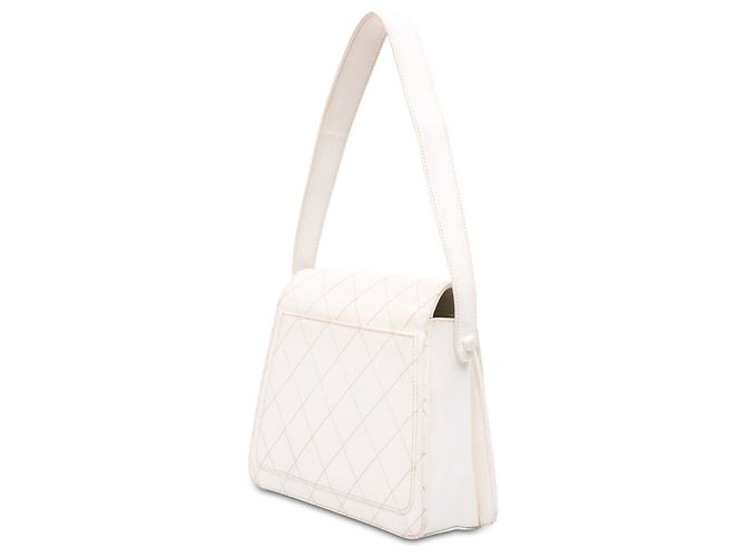Borsa a tracolla Chanel CC in caviar trapuntato bianco - vista 2