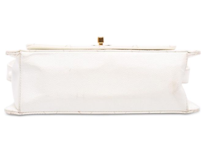 Borsa a tracolla Chanel CC in caviar trapuntato bianco - vista 3