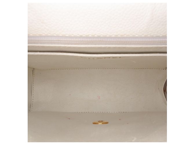 Borsa a tracolla Chanel CC in caviar trapuntato bianco - vista 4