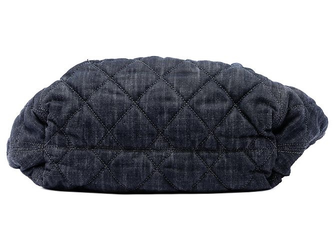 Borsa Tote Blue Chanel Large Quilted Denim Stretch Spirit - vista 3