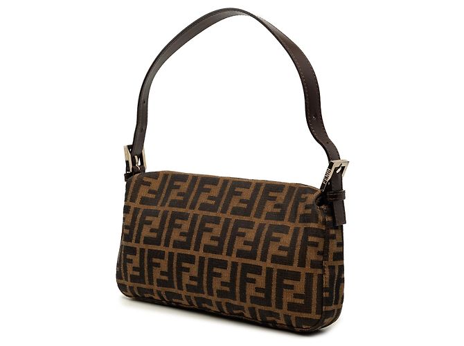 Fendi Baguette Schultertasche aus braunem Zucca Canvas - Ansicht 2