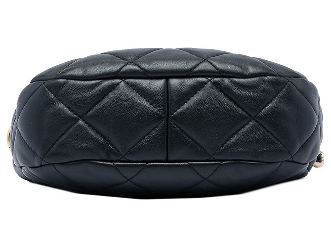 Borsa Hobo Chanel CC in agnello trapuntato nero con catena - vista 3