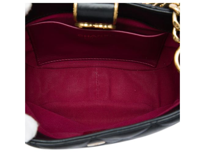 Borsa Hobo Chanel CC in agnello trapuntato nero con catena - vista 4