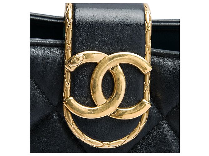Borsa Hobo Chanel CC in agnello trapuntato nero con catena - vista 5