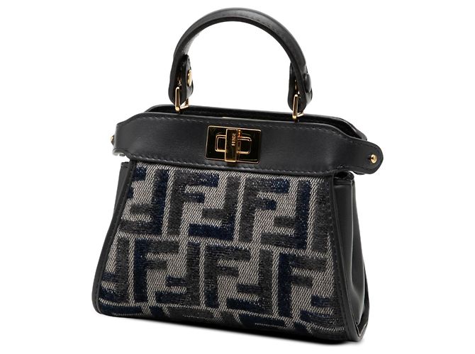Borsa Fendi Nano Zucca Chenille Peekaboo grigia Grigio - vista 2