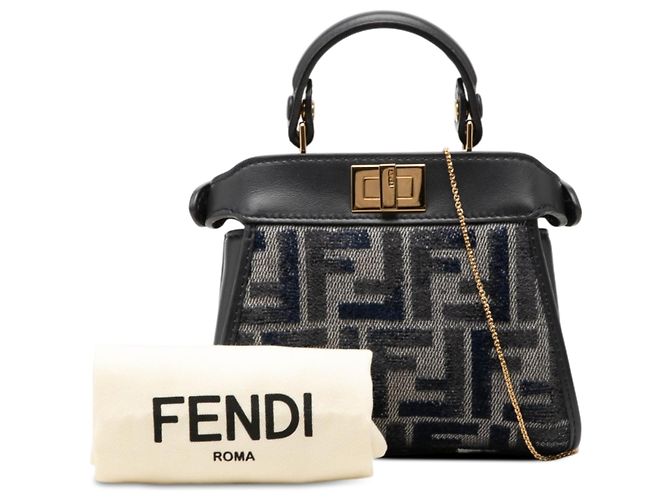 Borsa Fendi Nano Zucca Chenille Peekaboo grigia Grigio - vista 7