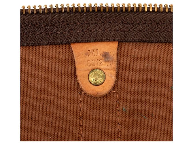 Borsa da viaggio marrone Louis Vuitton Monogram Keepall Bandouliere 60 - vista 6