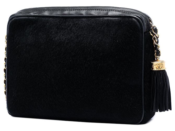 Camera Borsa a tracolla Chanel CC in pelo di pony nero e pelle con nappa - vista 2