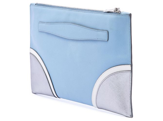 Clutch Prada Tricolor Saffiano blu - vista 2