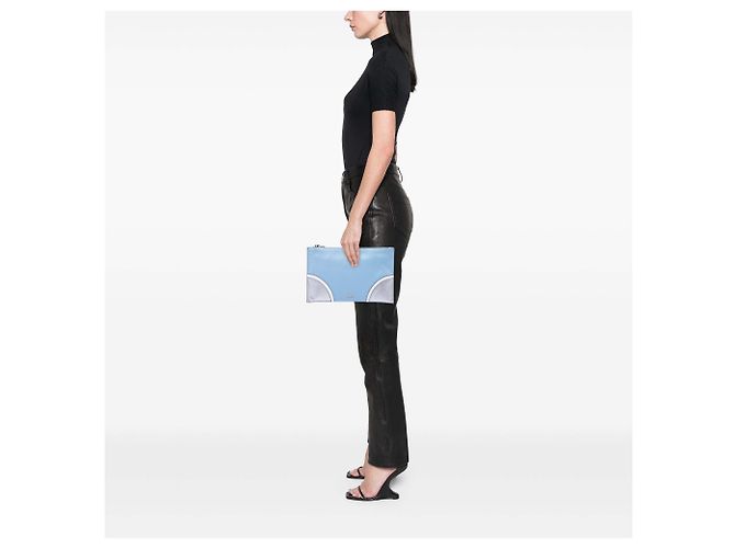 Clutch Prada Tricolor Saffiano blu - vista 6