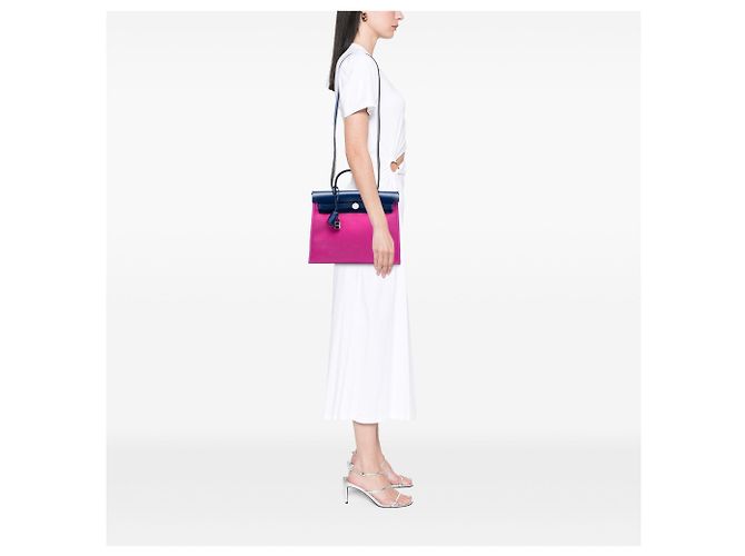 Borsa Hermès Toile Herbag Zip 31 rosa - vista 7