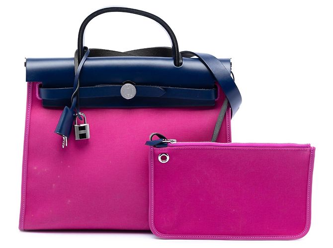 Borsa Hermès Toile Herbag Zip 31 rosa - vista 8
