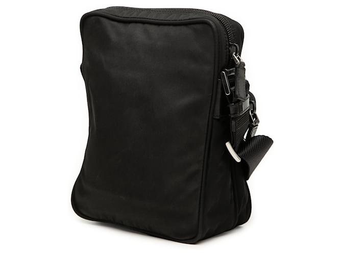 Borsa a tracolla con zip Prada Tessuto nero - vista 2