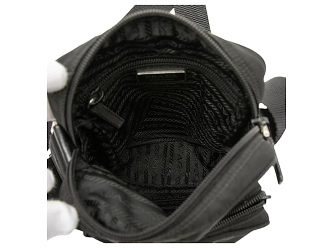 Borsa a tracolla con zip Prada Tessuto nero - vista 4