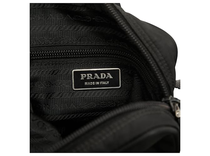 Borsa a tracolla con zip Prada Tessuto nero - vista 5