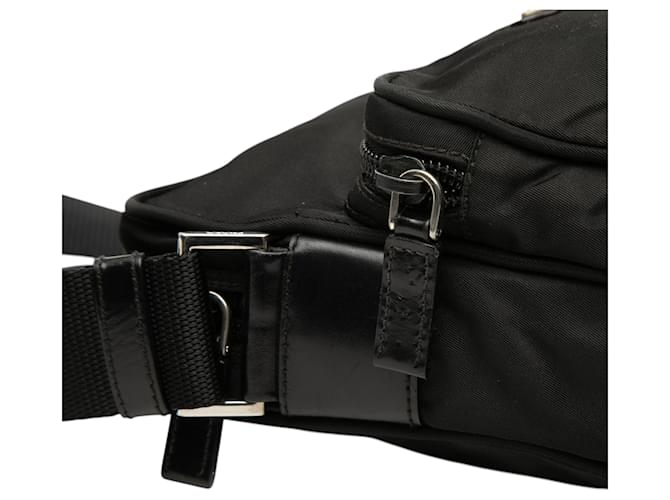 Borsa a tracolla con zip Prada Tessuto nero - vista 6
