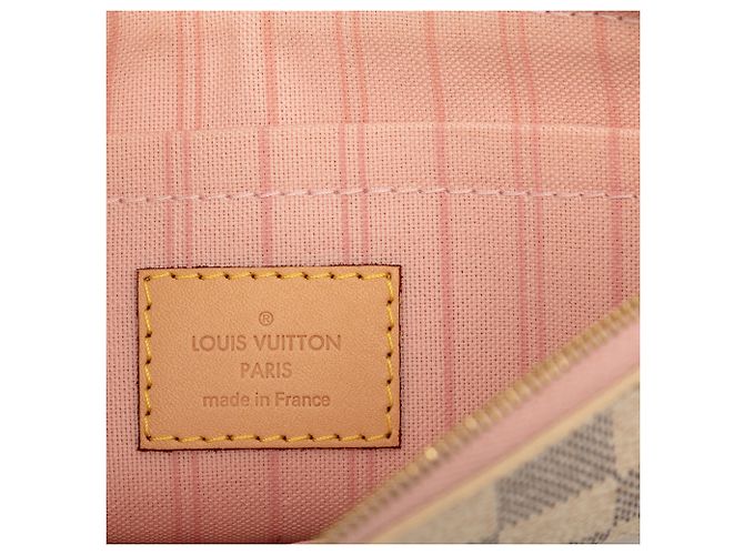 Pochette Louis Vuitton Damier Azur Neverfull MM Bianca Bianco - vista 5