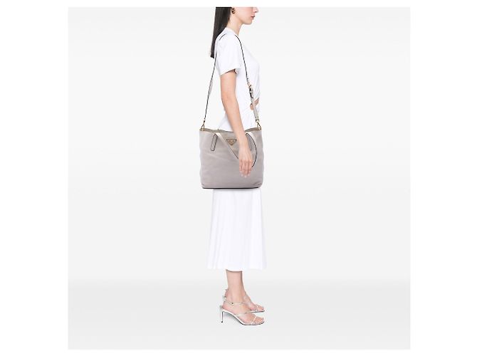 Borsa Tote Open Convertible Prada Vitello Daino bianca Bianco - vista 6