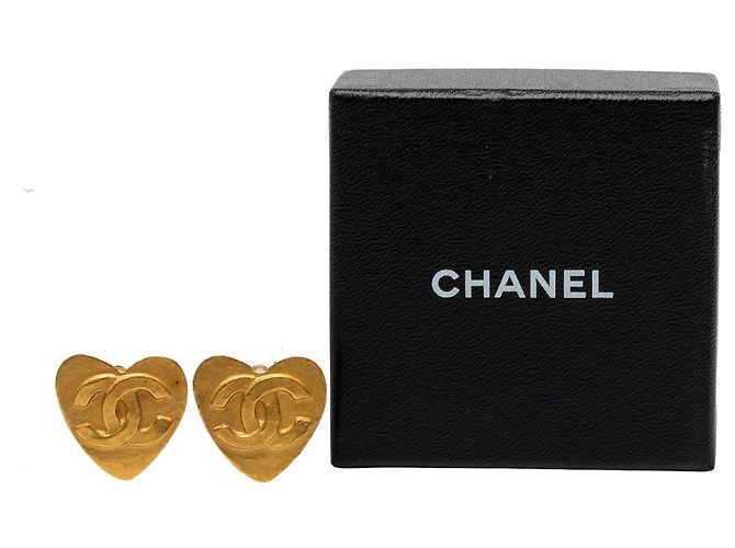 Orecchini a cerchio a cuore Chanel CC placcati oro D'oro - vista 4