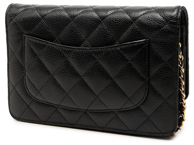 Wallet On Chain Borsa a tracolla Chanel CC Quilted Caviar nera con catena Nero - vista 2