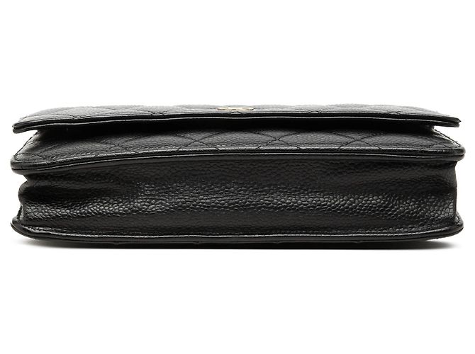 Wallet On Chain Borsa a tracolla Chanel CC Quilted Caviar nera con catena Nero - vista 3